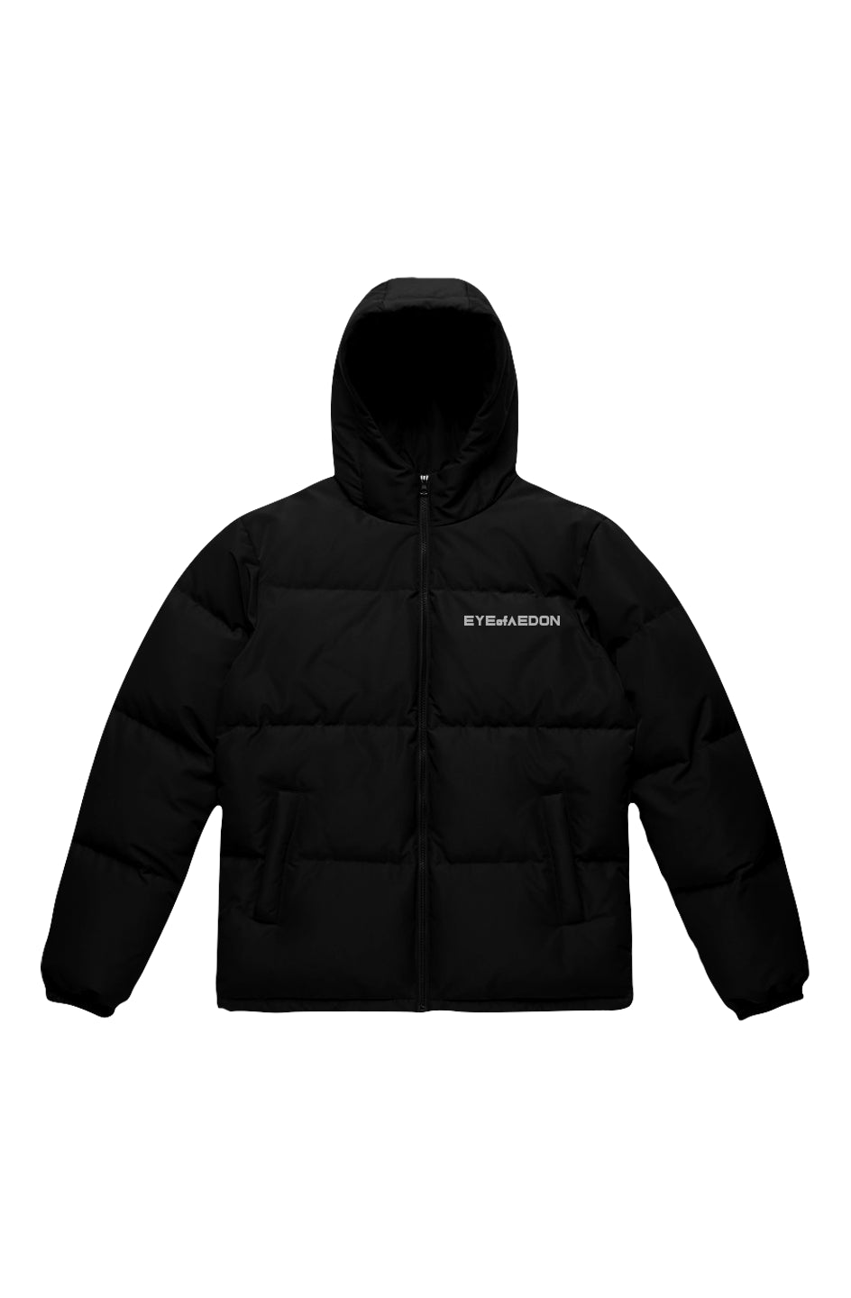 EYEofAEDON HOODED PUFFER JACKET (BLACK)