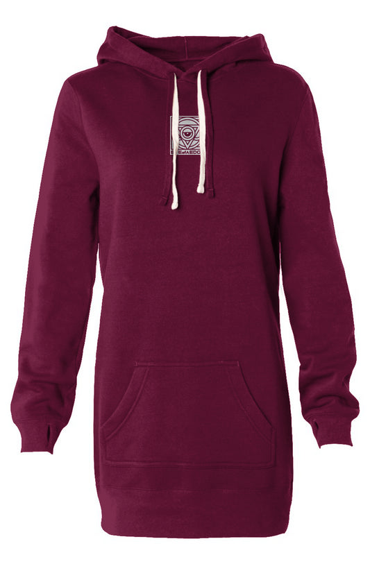 THIRD EYE HOODED SWEATSHIRT DRESS (MAROON)